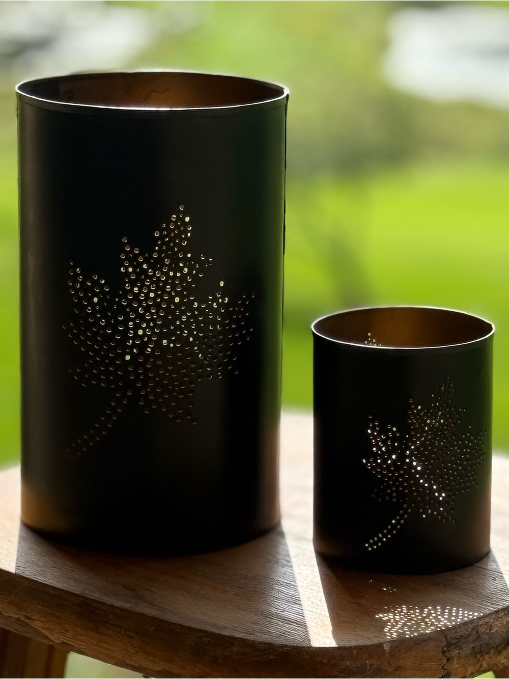 Metal Leaf Lantern Candle Holder - Home Accents